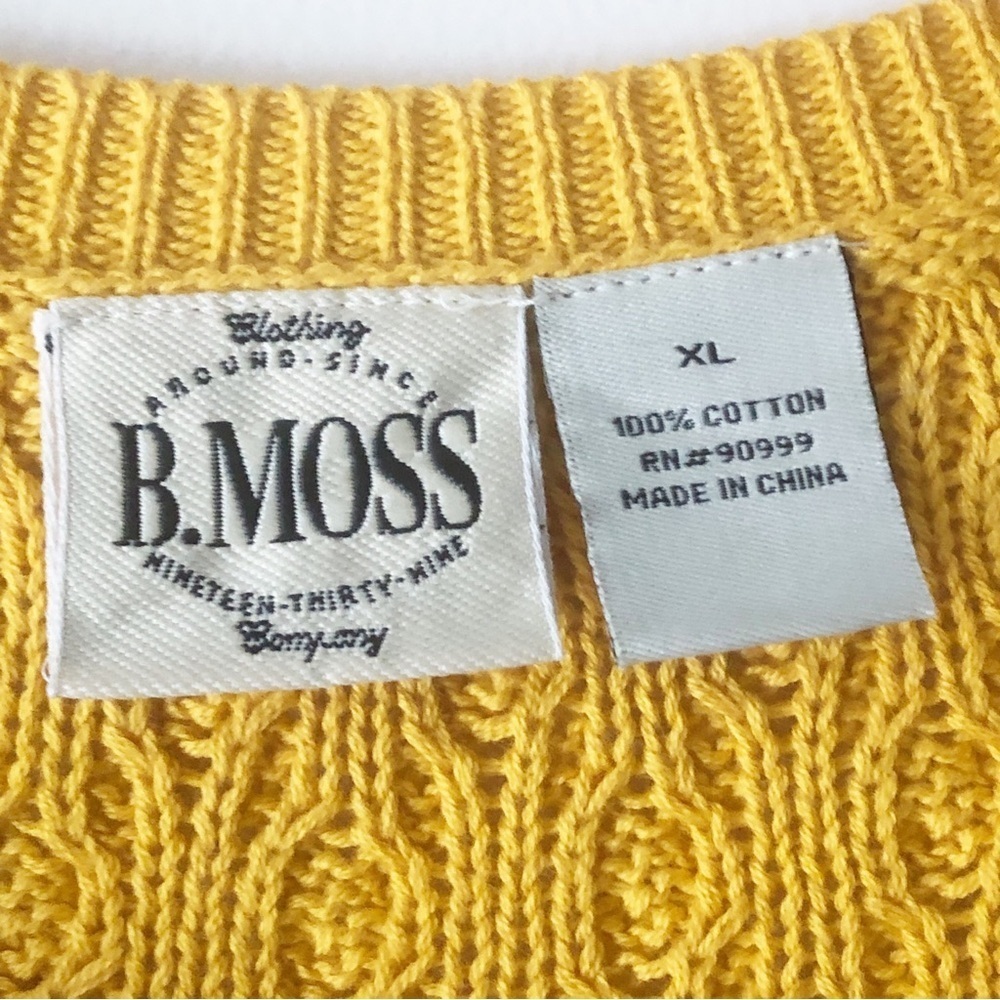 Vintage 90s Y2K B. Moss Marigold Yellow Two Button Cardigan 100% Cotton Size XL - Picture 5 of 10